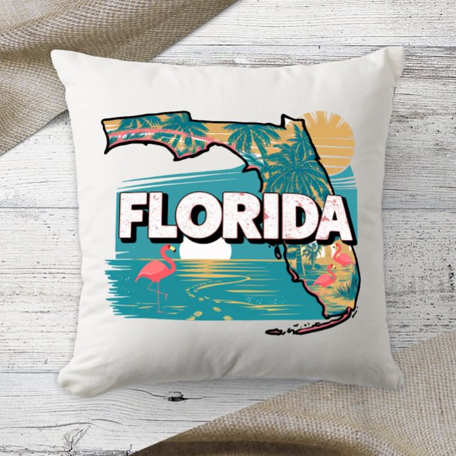 Home State Retro Colour Florida  Cushion (Creator Uploaded)