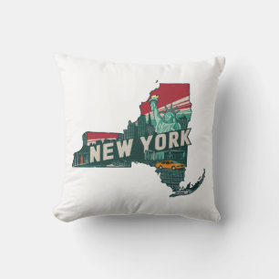 Home State Retro Colour New York  Cushion