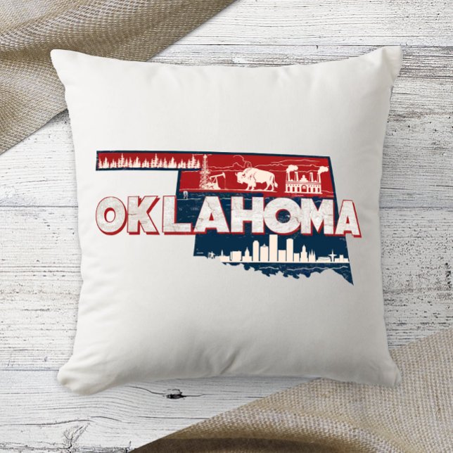 Home State Retro Colour Oklahoma Cushion (Creator Uploaded)