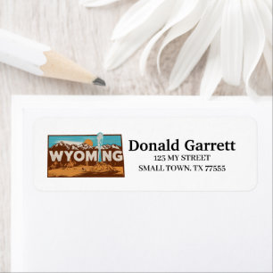 Home State Wyoming Retro Colour Address Label