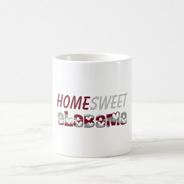 Home Sweet Alabama American State Flag Hearts Coffee Mug (Center)