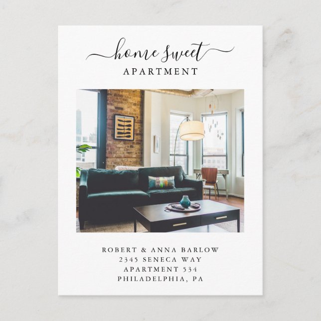 Home Sweet Apartment New Address Photo Moving   Announcement Postcard (Front)