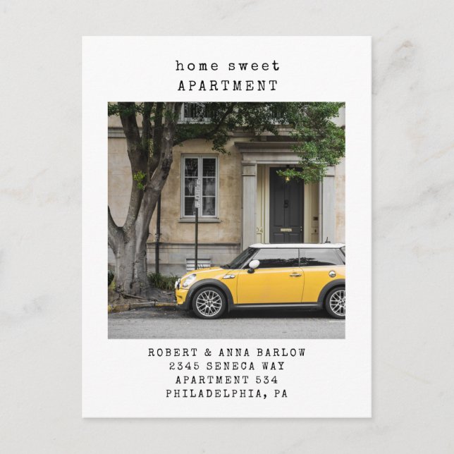 Home Sweet Apartment New Address Photo Moving  Announcement Postcard (Front)