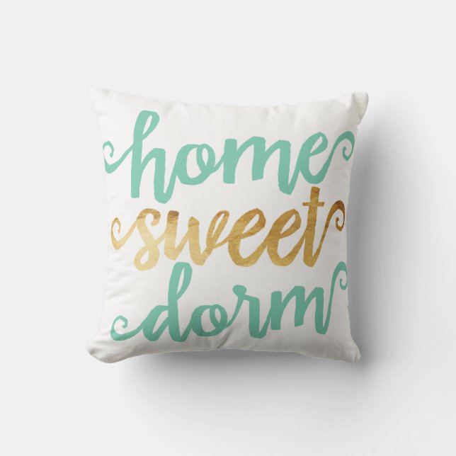 Home Sweet Dorm Gold Chevron Cushion (Front)