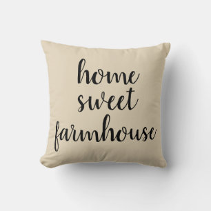 Home Sweet Farmhouse Beige Throw Pillow
