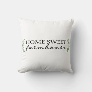 Home Sweet Farmhouse Green Botanical Leaves Cushion