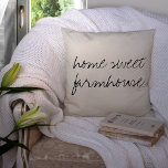 Home Sweet Farmhouse | Throw Pillow<br><div class="desc">Adorable quote and pretty linen background for a fresh rustic feel.</div>