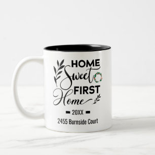 Home Sweet First Home 2021 Personalised Address Two-Tone Coffee Mug