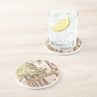home sweet flowers burns bright coaster