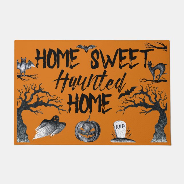 Home Sweet Haunted Home Halloween Doormat (Front)