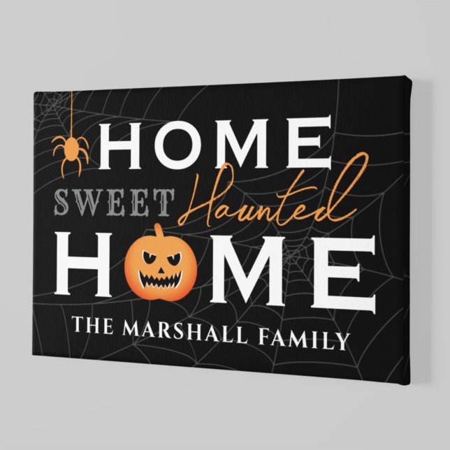 Home Sweet Haunted Home Personalised Halloween Canvas Print (Creator Uploaded)