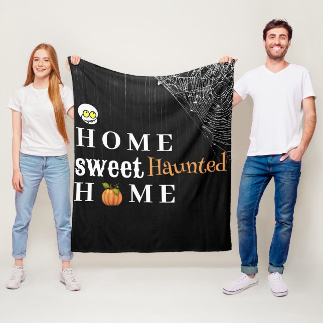 Home Sweet Haunted Home Personalised Halloween Fleece Blanket (In Situ)