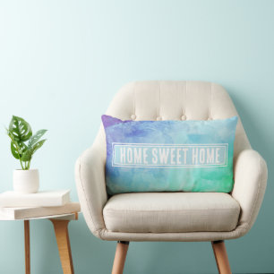 Home Sweet Home Abstract Watercolor Lumbar Cushion