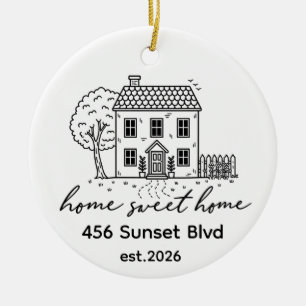 Home Sweet Home Address & Established Year Ceramic Tree Decoration