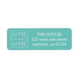 Home Sweet Home Aqua   Return Address Labels