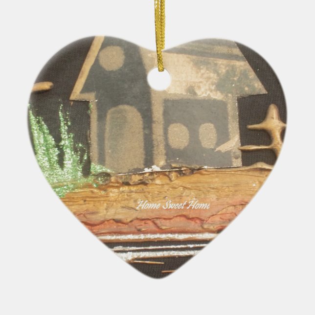 Home Sweet Home Art Print Ceramic Tree Decoration (Front)