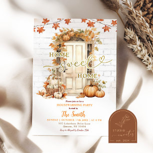Home Sweet Home Autumn Leaves Housewarming Invitation