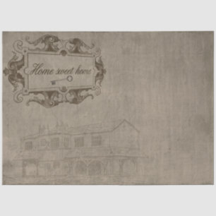 Home Sweet Home Beige Background Decoupage Tissue Paper