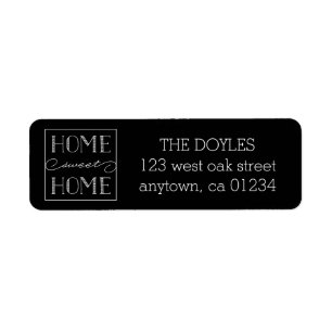 Home Sweet Home Black   Return Address Labels