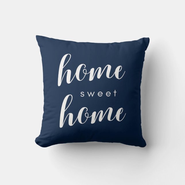 Home Sweet Home Blue coloured Pillow (Front)