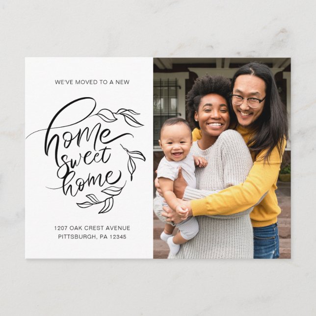 Home Sweet Home Botanical Change of Address Photo Announcement Postcard (Front)