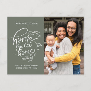 Home Sweet Home Botanical Change of Address Photo Announcement Postcard