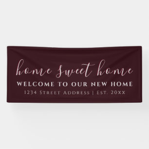 Home Sweet Home   Burgundy   Housewarming Party Banner