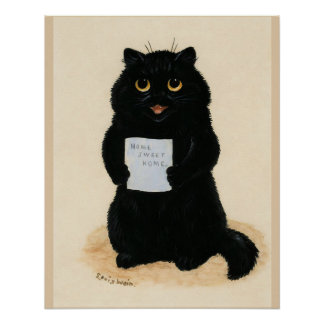 Home Sweet Home By Louis Wain. Black Cat Poster