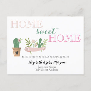 Home Sweet Home,Cactus Flower Announceme Announcement Postcard