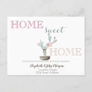 Home Sweet Home,Cactus Flower  Announcement Postcard