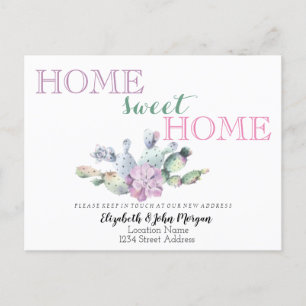 Home Sweet Home,Cactus Succulent Flower Announcement Postcard