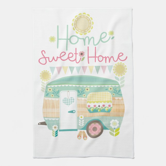 Home sweet home, caravan tea towel (Vertical)