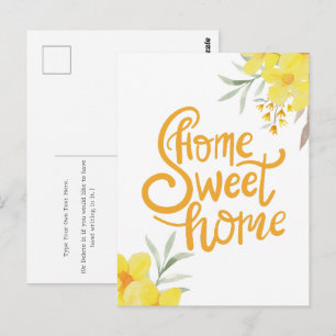 Home Sweet Home Chic Yellow Flowers Congrats Postcard