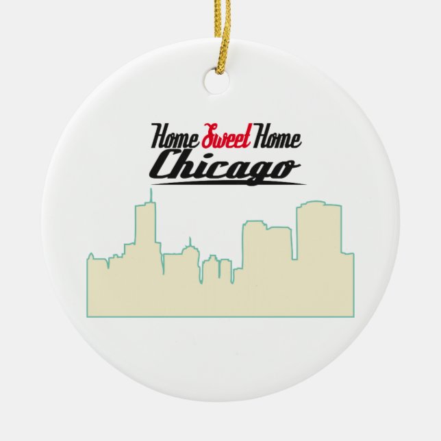 Home Sweet Home Chicago Ceramic Tree Decoration (Front)
