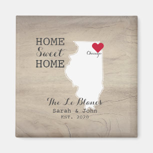 Home Sweet Home   Chicago Illinois Rustic Wood Magnet
