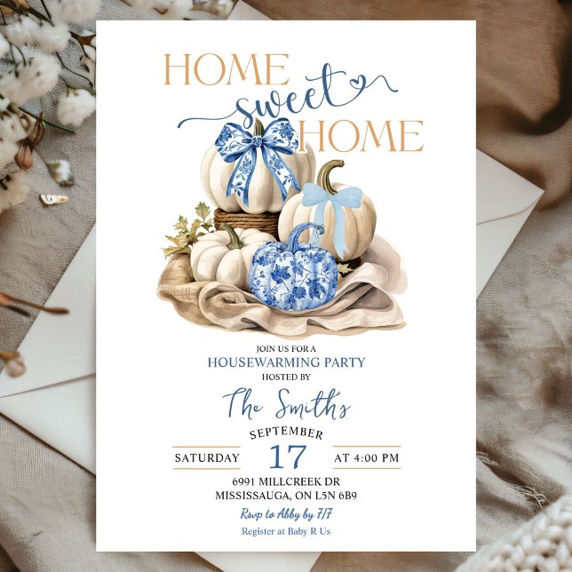 Home Sweet Home Chinoiserie Pumpkin Housewarming Invitation (Creator Uploaded)