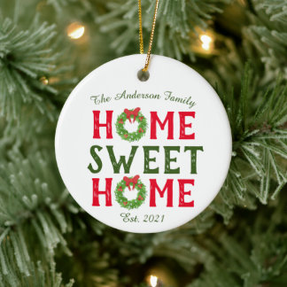 Home Sweet Home Christmas Wreath Holiday Ornament