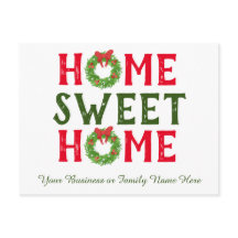 Home Sweet Home Christmas Wreath Holiday Postcard