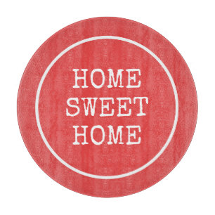 Home sweet home coral pink orange cutting board