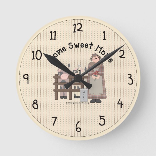 Home Sweet Home Country Wall Clock (Front)