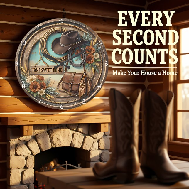 Home Sweet Home Cowboy Hat Large Clock (Creator Uploaded)
