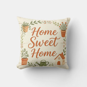 Home Sweet Home - Cozy Floral Home Decor Pillow
