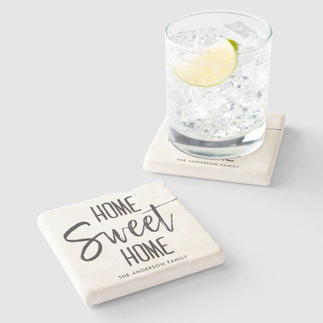 Home Sweet Home | Custom Family Name Stone Coaster (Side)
