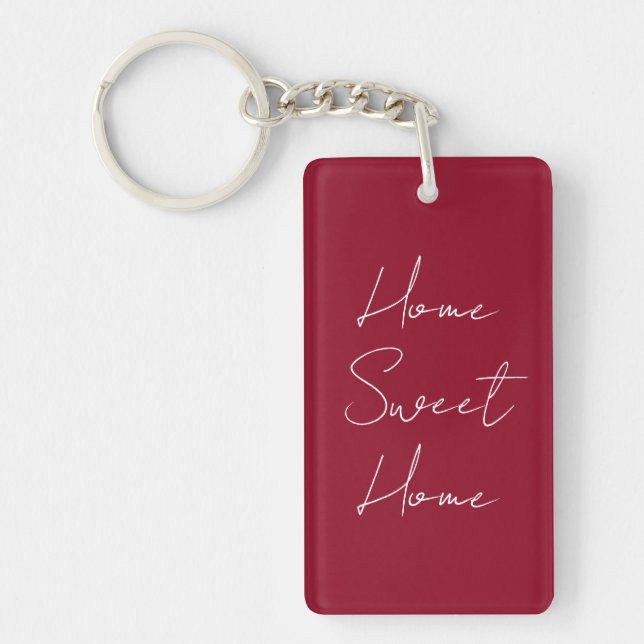 Home Sweet Home Custom Family Name Year  Red Key Ring (Front)