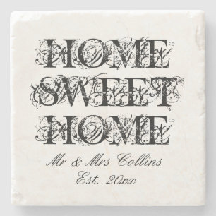 Home Sweet Home custom stone coaster for family