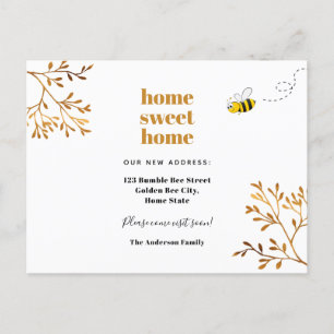 Home sweet home cute bumble bee moving announcement postcard
