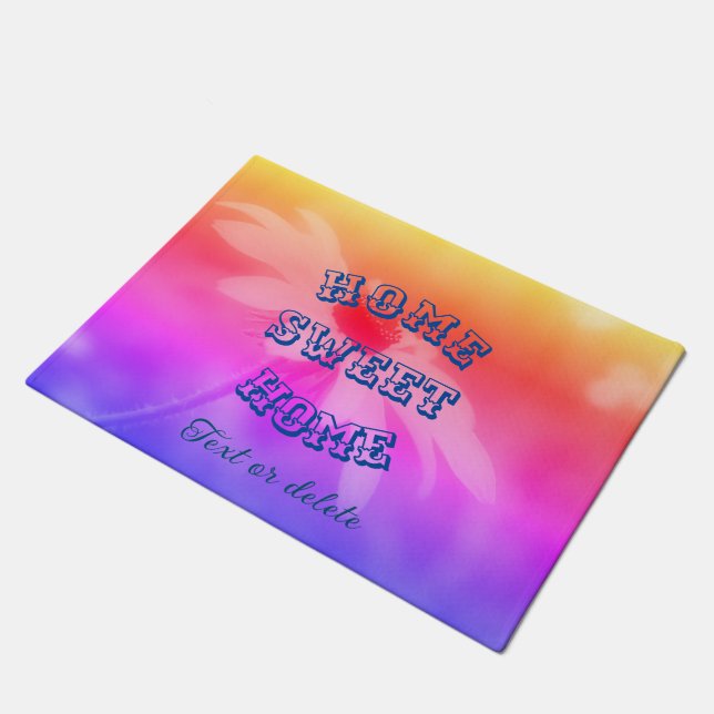 Home Sweet Home Daisy Flower Personalised Doormat (Angled)