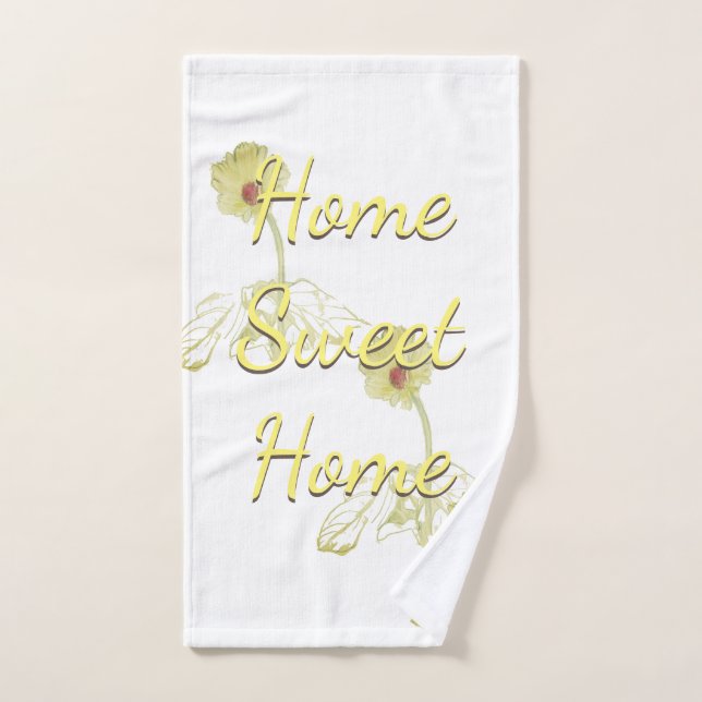 "Home Sweet Home" Daisy White Hand Towel (Hand Towel)