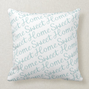 Home Sweet Home Diagonal Script in DE Blue Wt Cushion