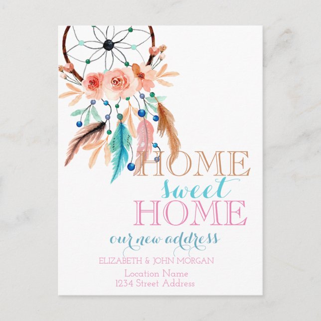 Home Sweet Home,Dream Catcher,New Address Announcement Postcard (Front)